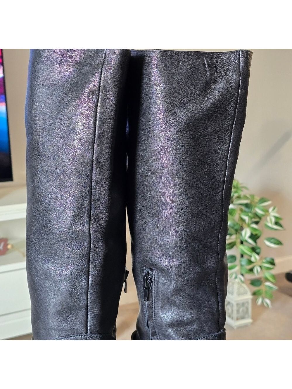 Sam Edelman Lucy Soft  Black Leather Knee-High Riding Boots Size 10 - Picture 4 of 14